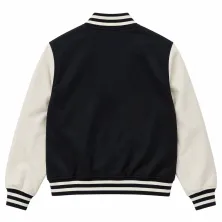 Chaqueta Bomber de Dodgers en negro con mangas blancas y cuello, puños y bajo en canalé - trasera Chaqueta Bomber de Dodgers en negro con mangas blancas y cuello, puños y bajo en canalé - trasera