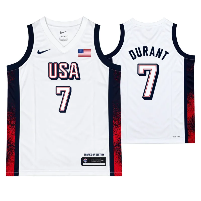 Camiseta Kevin Durant USA Nike en blanco para niños - 1
