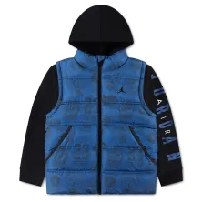 Chaqeuta Jordan acolchada con capucha en azul y negro para niños - 1