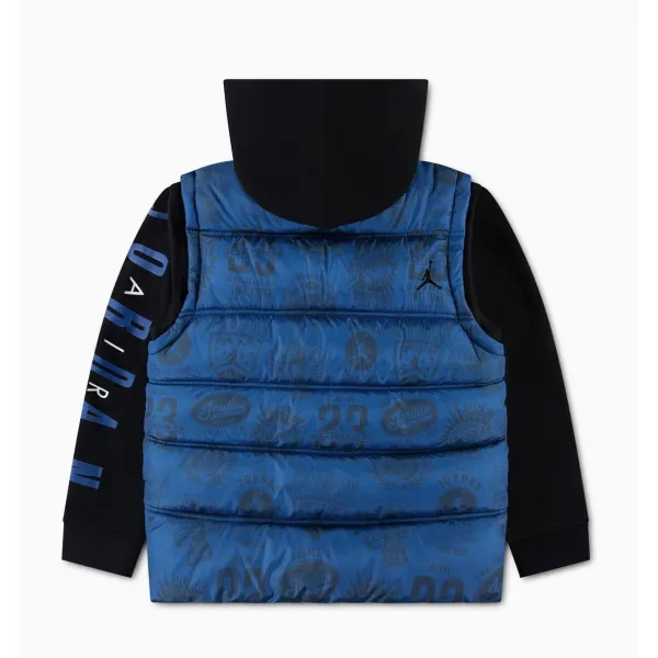 Chaqeuta Jordan acolchada con capucha en azul y negro para niños - 2 Chaqeuta Jordan acolchada con capucha en azul y negro para niños - 2