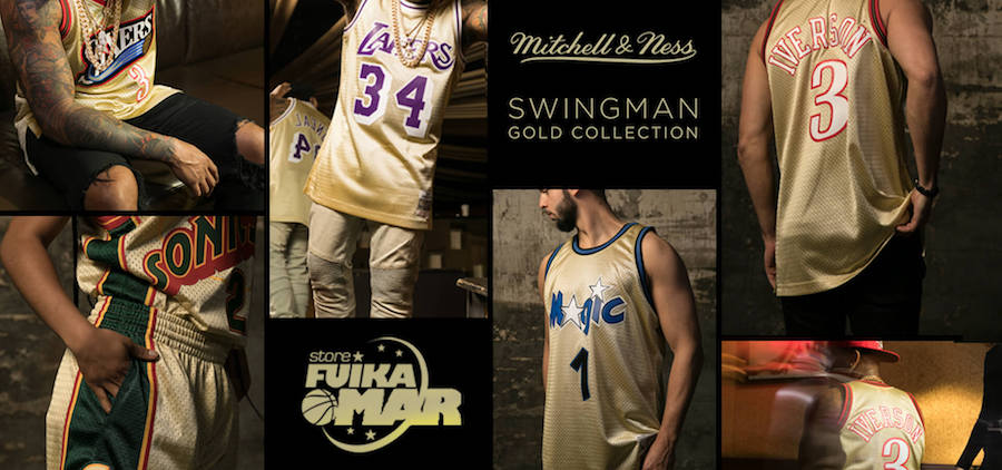 Camisetas NBA retro harwood classics de Mitchell and Ness collection Gold