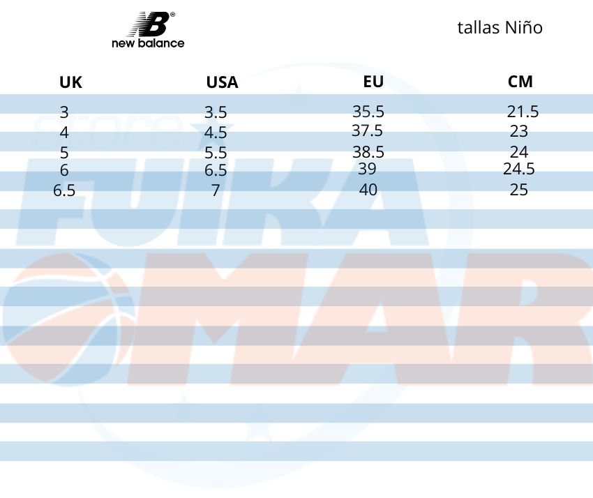 guia tallas de zapatillas de baloncesto