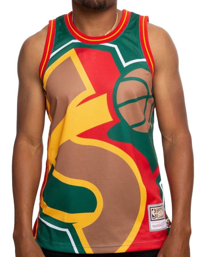 camiseta seattle supersonics mitchell ness big face